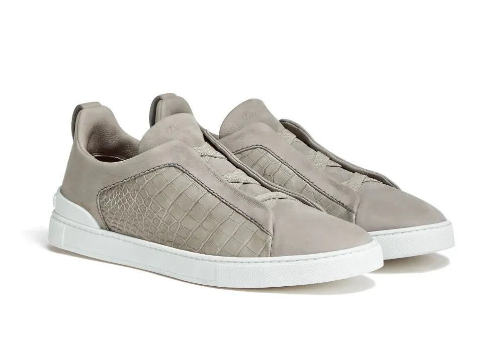 Zegna Crocodile Leather Triple Stitch 'Neutrals'