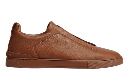 Zegna Triple Stitch leather sneakers 'Vicuna'