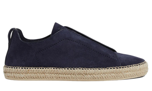 Zegna Suede Triple Stitch Espadrilles 'Dark Blue'