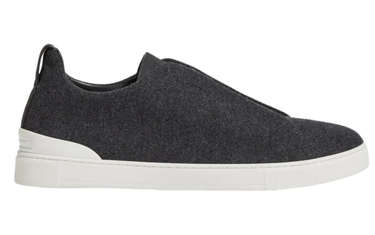 Zegna Triple Stitch Canvas Slip-On Sneakers 'Black'