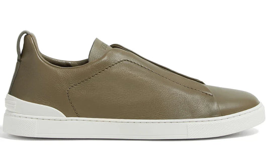 Zegna Triple Stitch leather sneakers 'olive green'