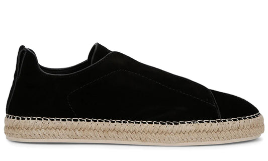 Zegna Suede Triple Stitch Espadrilles 'Black'