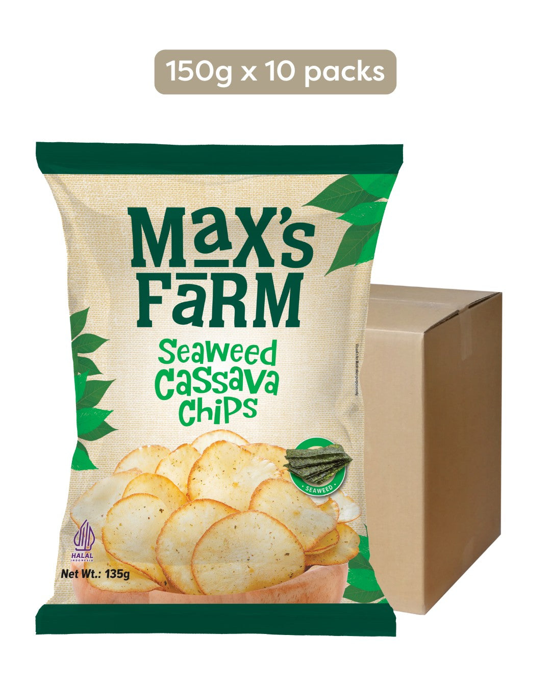 Max's Farm Cassava Chips Seaweed (1 Carton)
