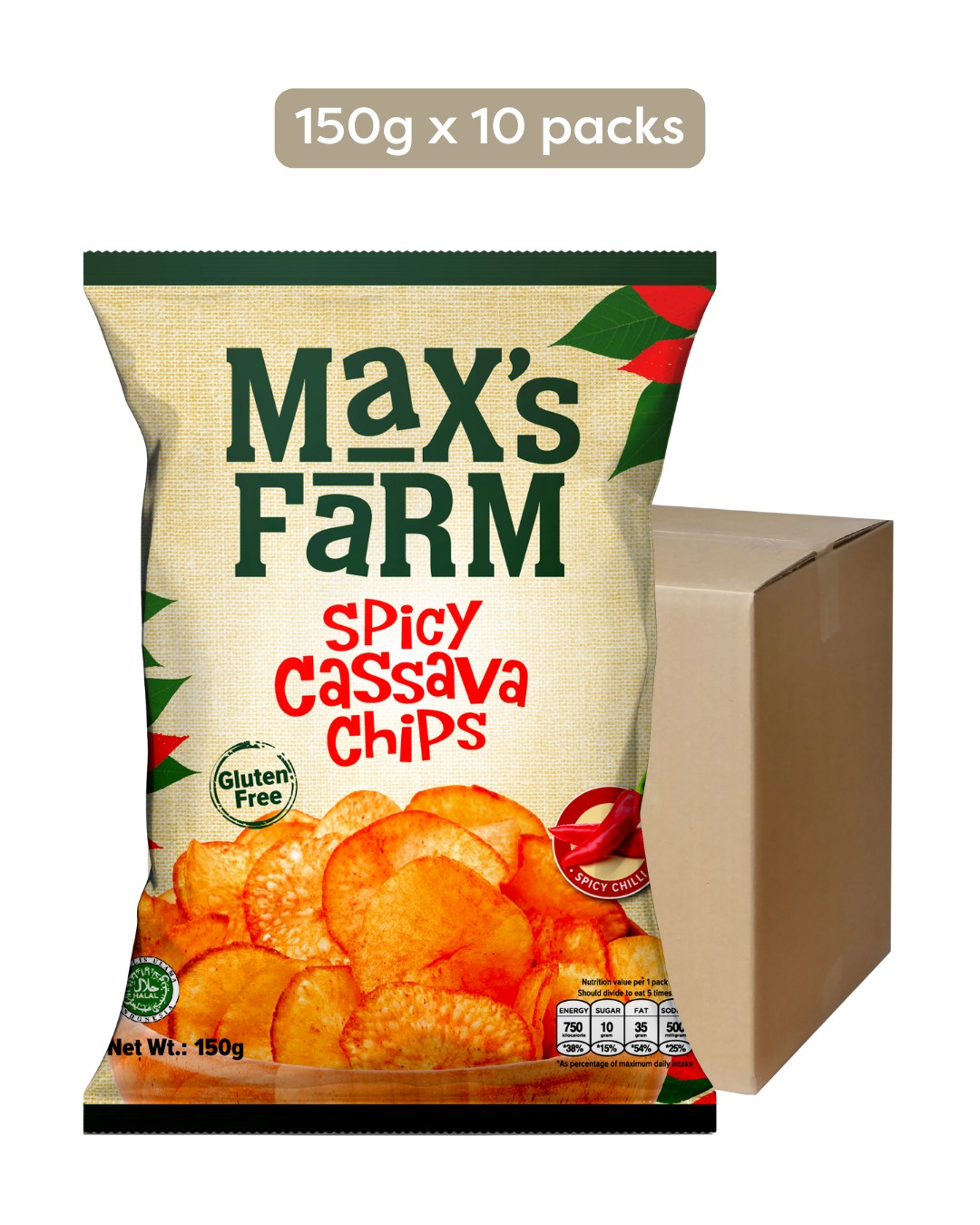 Max's Farm Cassava Chips Spicy (1 Carton)