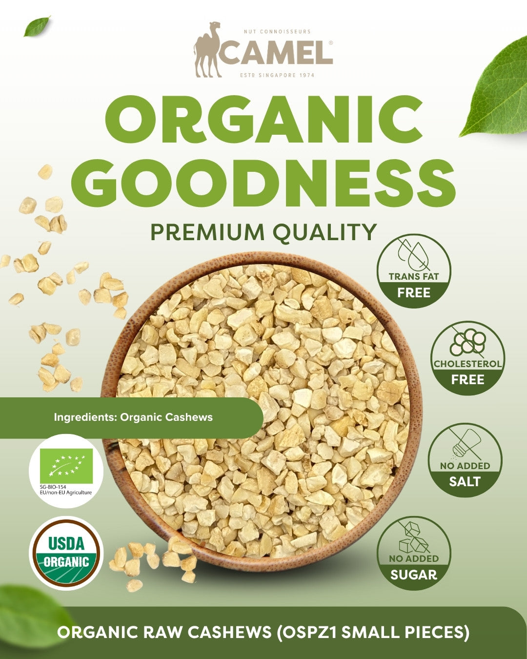 Organic Raw Cashews OSPz1 Small Pieces 1kg
